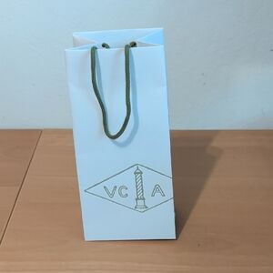 VCA White Gift Bag with Green Handles
